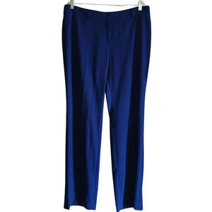 AKRIS Royal Cobalt Blue Soft Linen Straight Trousers Pants Slacks 12